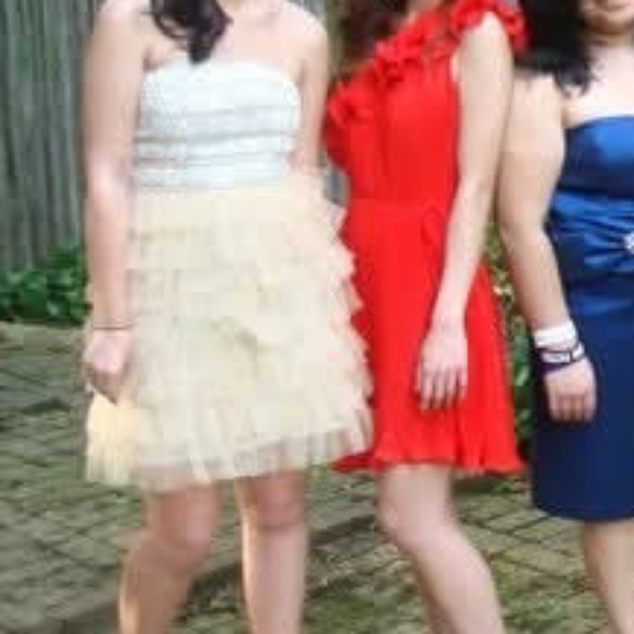 Strapless Taupe Multi-Tier Ruffle Dress - Picture 3 of 3